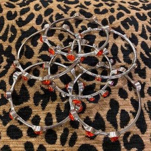 6 Bangle Bracelets set orange stones